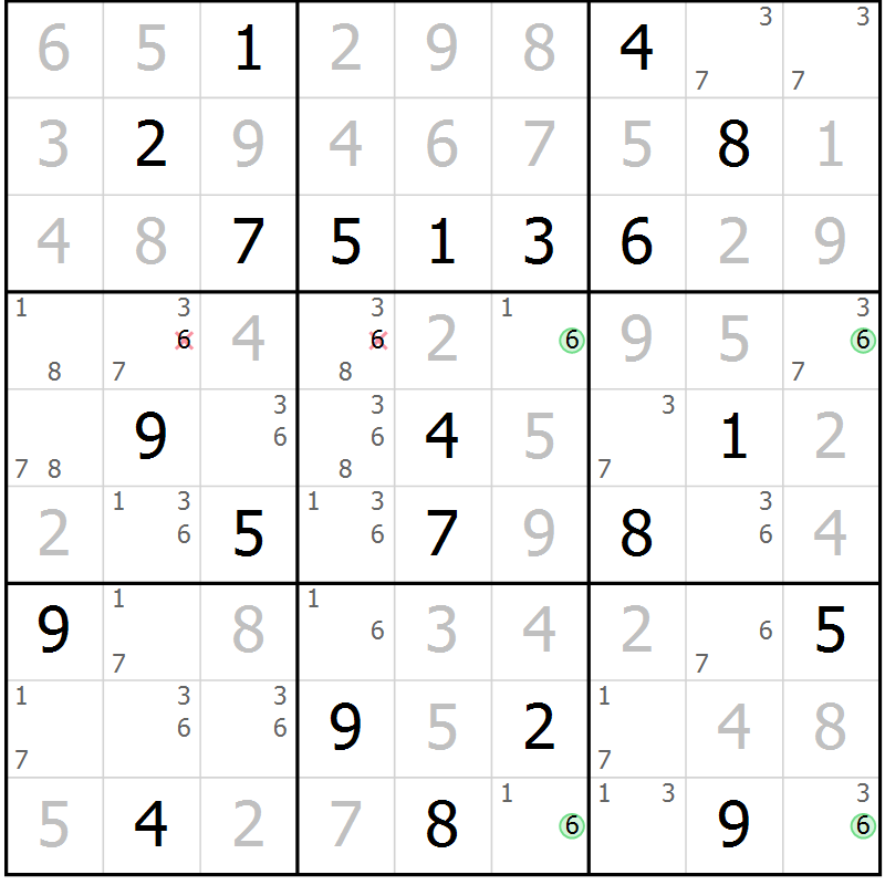 Position des candidats pour la solution de la Gr 118 page 121 du magazine de sudoku Giga sudoku niv 6-8 n° 024