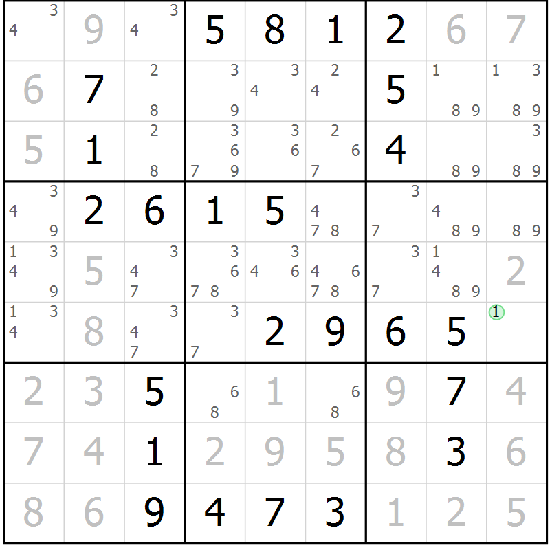 Position des candidats pour la solution de la Gr 12 page 15 du magazine de sudoku Giga sudoku niv 6-8 n° 024