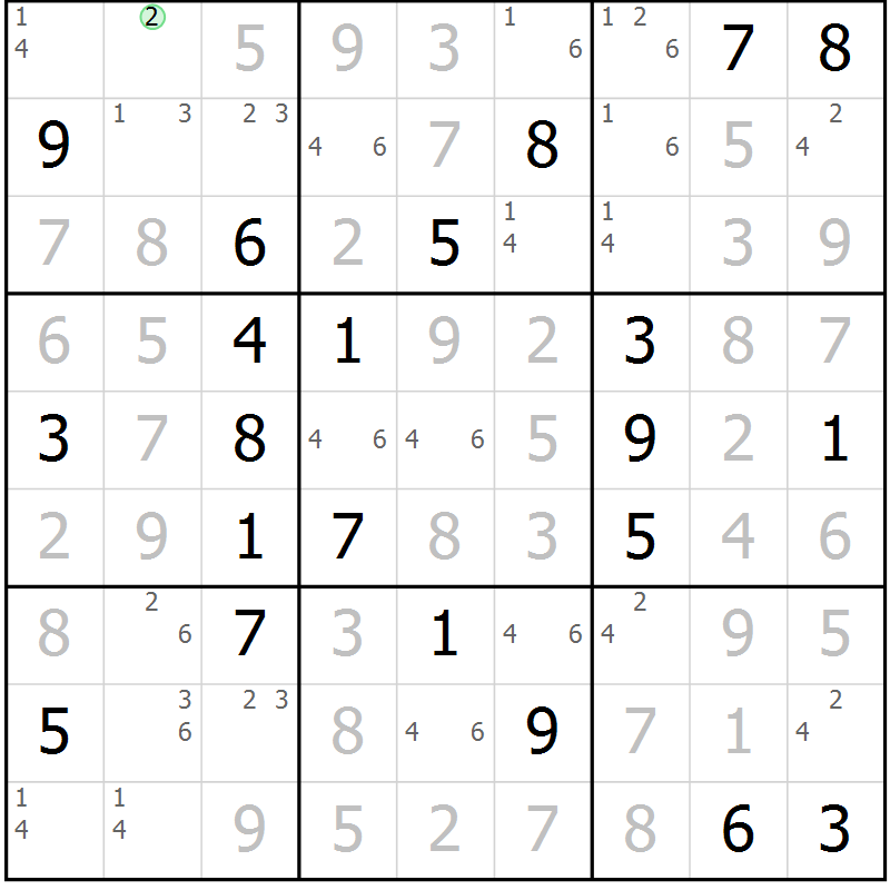 Position des candidats pour la solution de la Gr 127 page 130 du magazine de sudoku Giga sudoku niv 6-8 n° 024