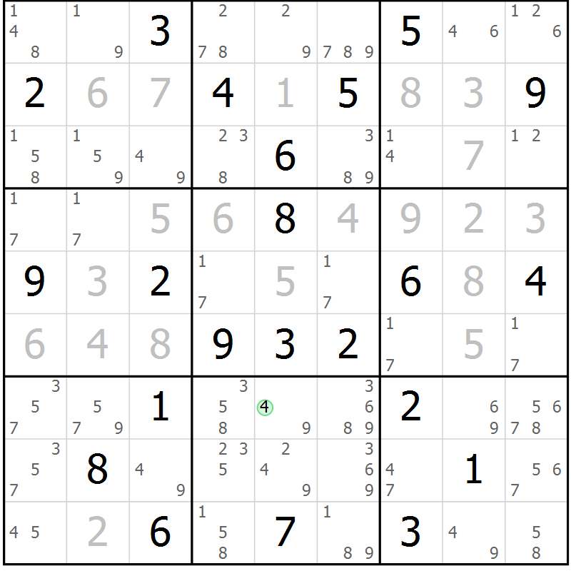 Position des candidats pour la solution de la Gr 128 page 131 du magazine de sudoku Giga sudoku niv 6-8 n° 024