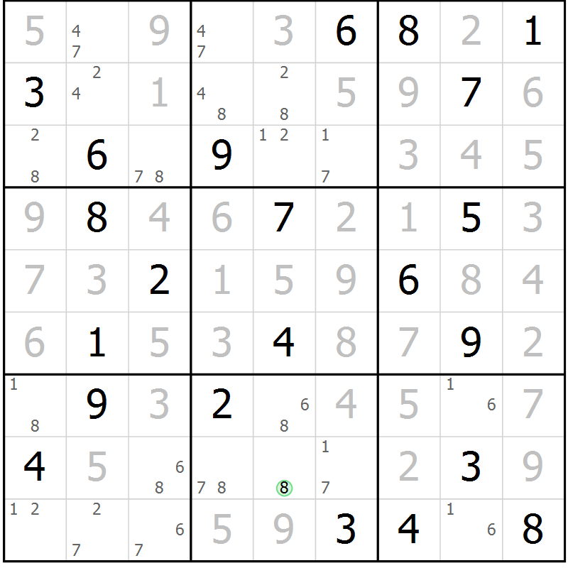 Position des candidats pour la solution de la Gr 131 page 134 du magazine de sudoku Giga sudoku niv 6-8 n° 024