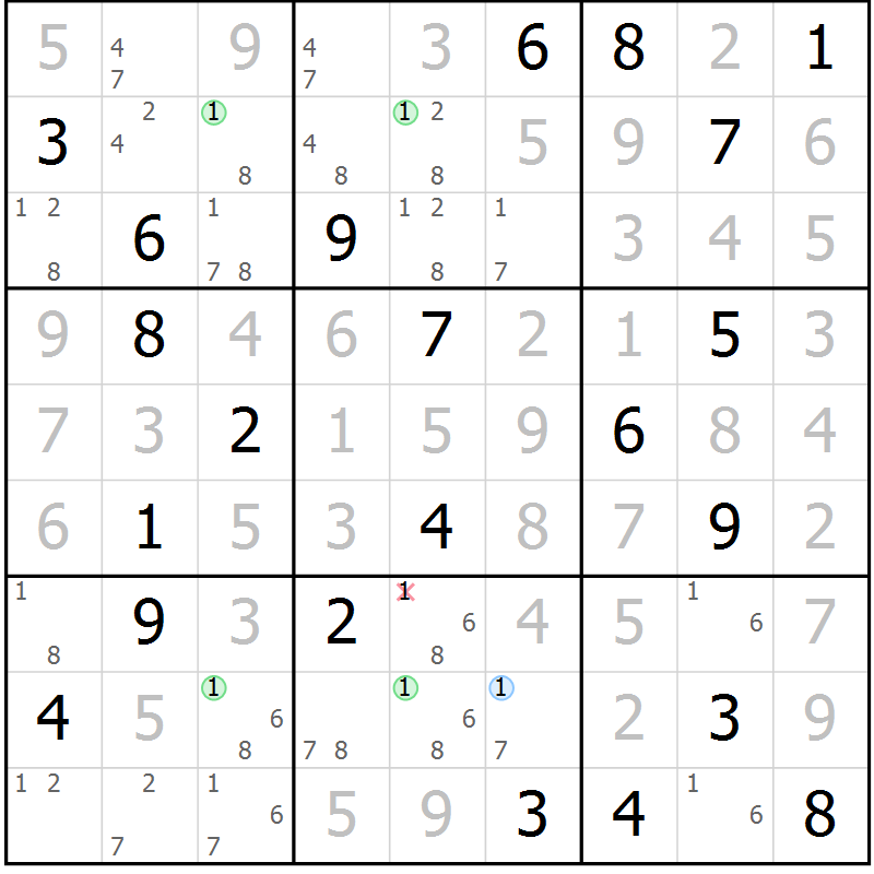 Position des candidats pour la solution de la Gr 131 page 134 du magazine de sudoku Giga sudoku niv 6-8 n° 024