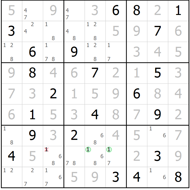 Position des candidats pour la solution de la Gr 131 page 134 du magazine de sudoku Giga sudoku niv 6-8 n° 024