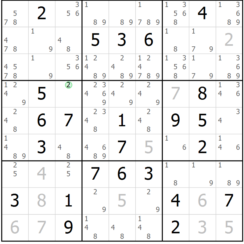 Position des candidats pour la solution de la Gr 27 page 30 du magazine de sudoku Giga sudoku niv 6-8 n° 024