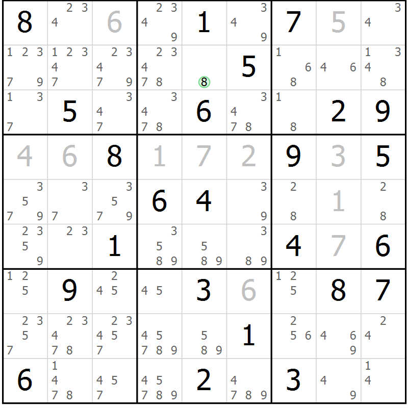 Position des candidats pour la solution de la Gr 3 page 6 du magazine de sudoku Giga sudoku niv 6-8 n° 024
