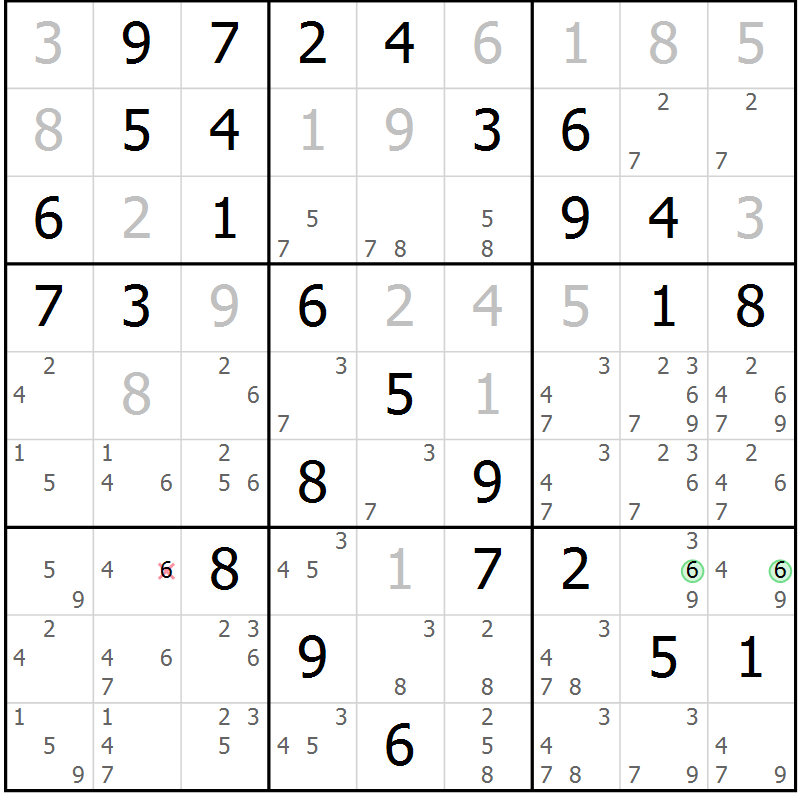 Position des candidats pour la solution de la Gr 32 page 35 du magazine de sudoku Giga sudoku niv 6-8 n° 024