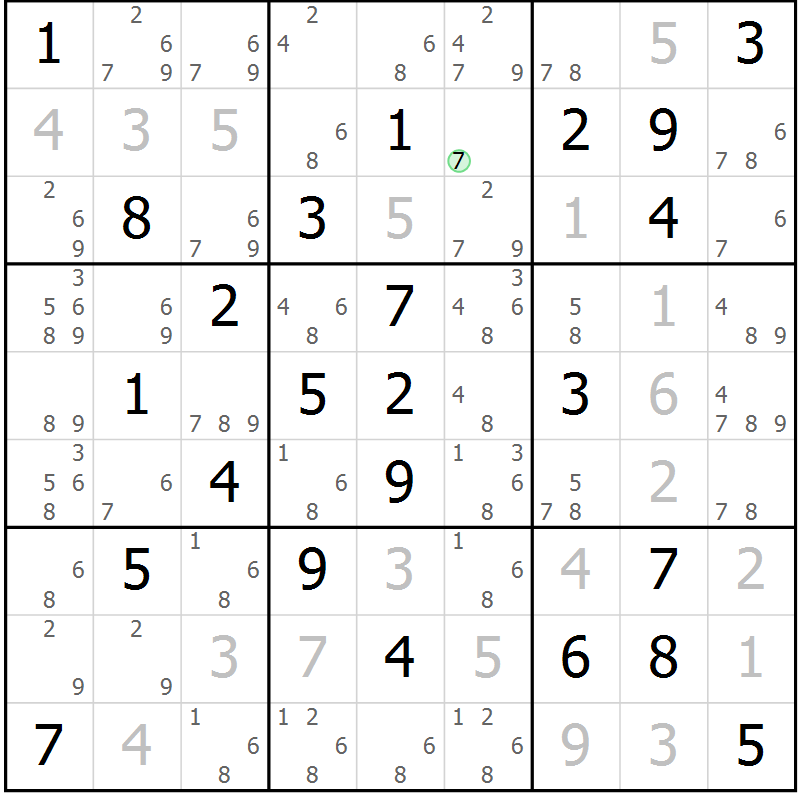 Position des candidats pour la solution de la Gr 41 page 44 du magazine de sudoku Giga sudoku niv 6-8 n° 024