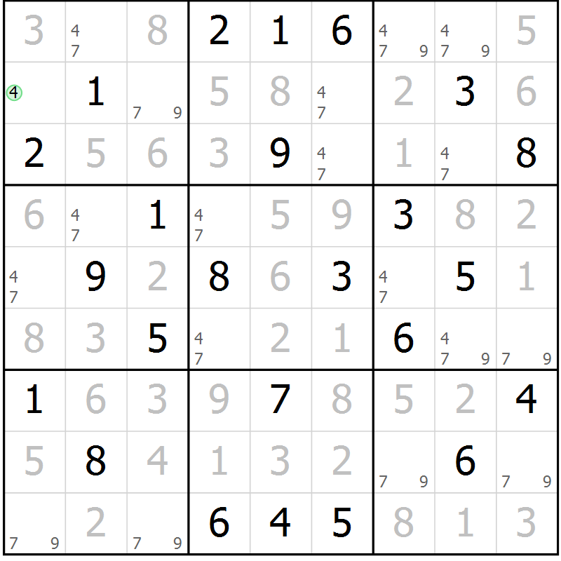 Position des candidats pour la solution de la Gr 42 page 45 du magazine de sudoku Giga sudoku niv 6-8 n° 024
