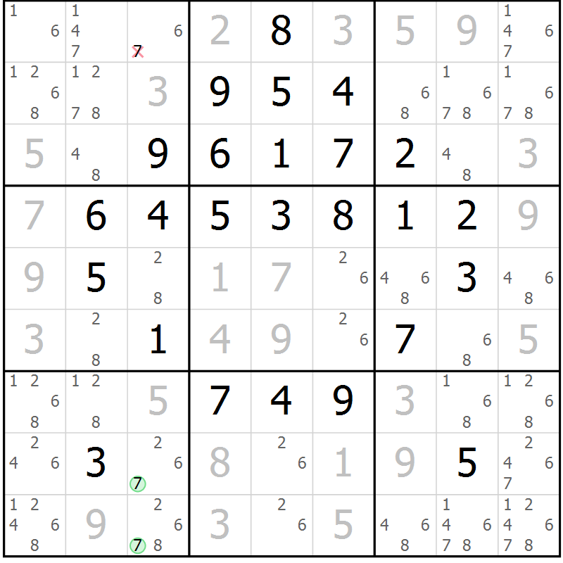 Position des candidats pour la solution de la Gr 44 page 47 du magazine de sudoku Giga sudoku niv 6-8 n° 024
