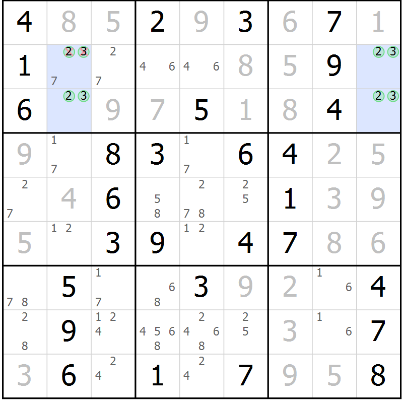 Position des candidats pour la solution de la Gr 50 page 53 du magazine de sudoku Giga sudoku niv 6-8 n° 024