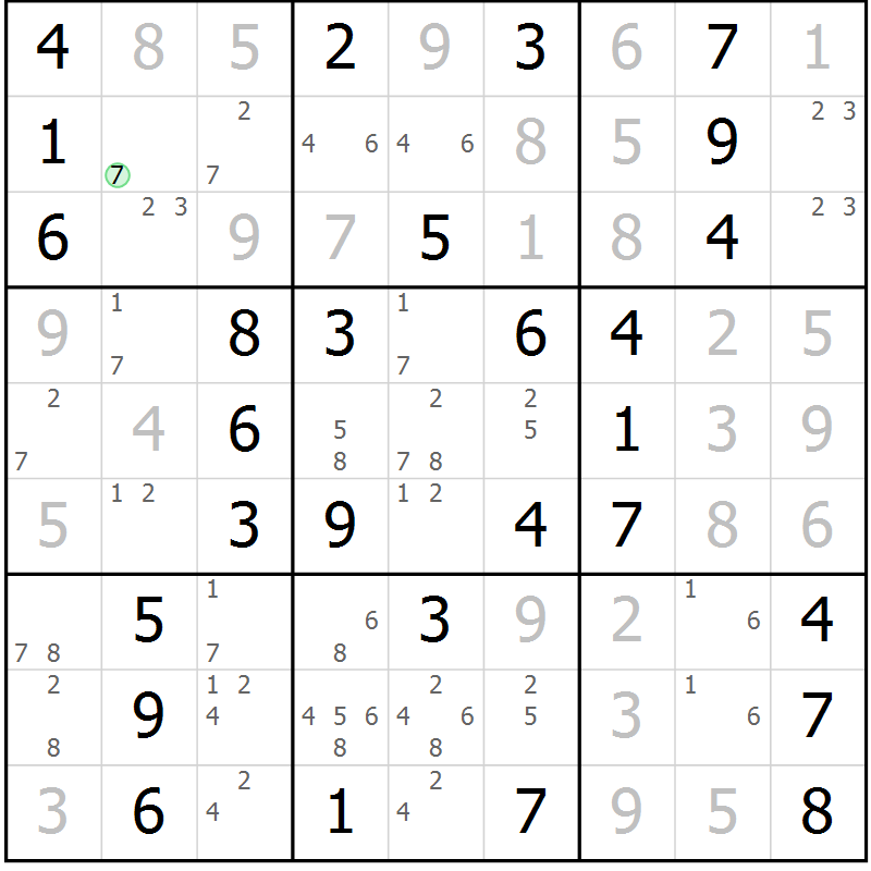 Position des candidats pour la solution de la Gr 50 page 53 du magazine de sudoku Giga sudoku niv 6-8 n° 024