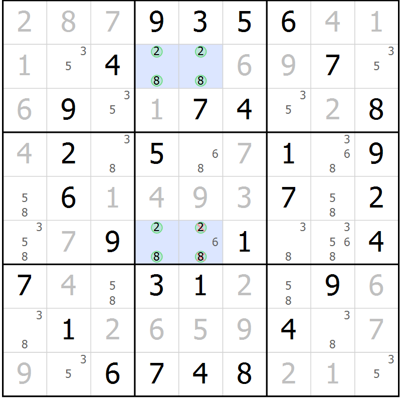 Position des candidats pour la solution de la Gr 61 page 64 du magazine de sudoku Giga sudoku niv 6-8 n° 024