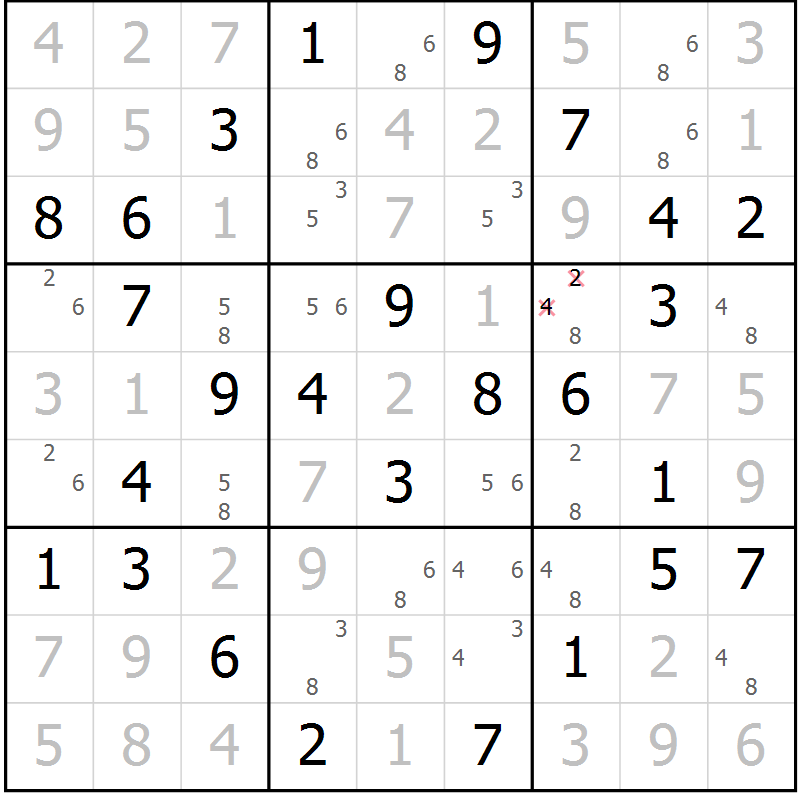 Position des candidats pour la solution de la Gr 62 page 65 du magazine de sudoku Giga sudoku niv 6-8 n° 024