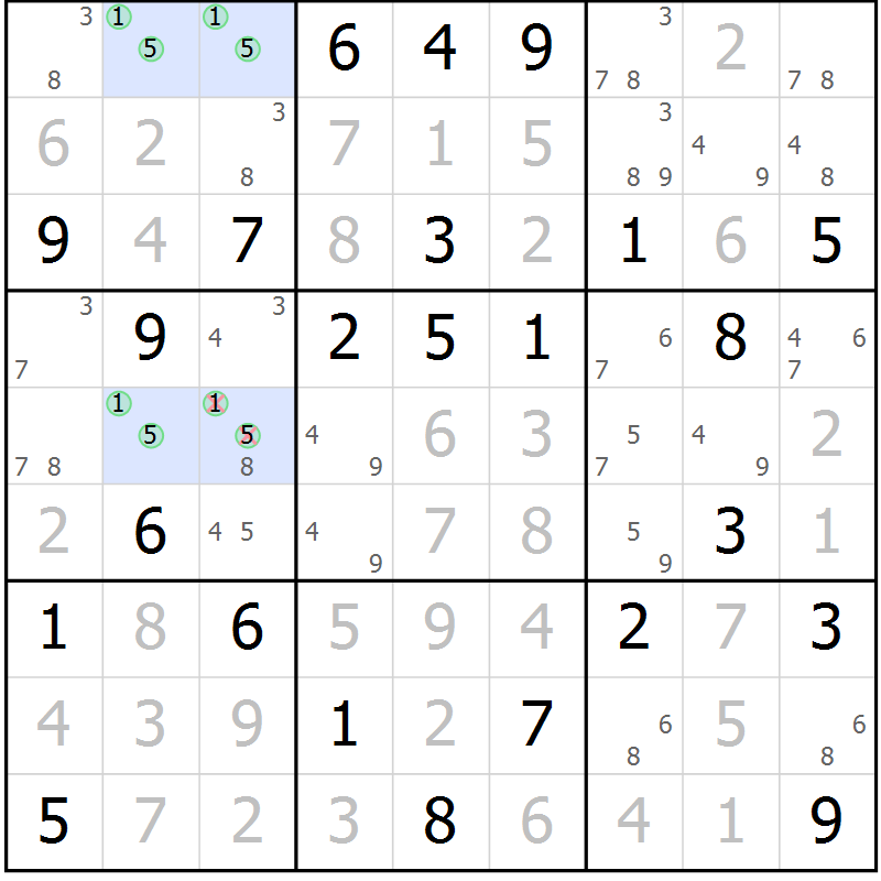 Position des candidats pour la solution de la Gr 63 page 66 du magazine de sudoku Giga sudoku niv 6-8 n° 024
