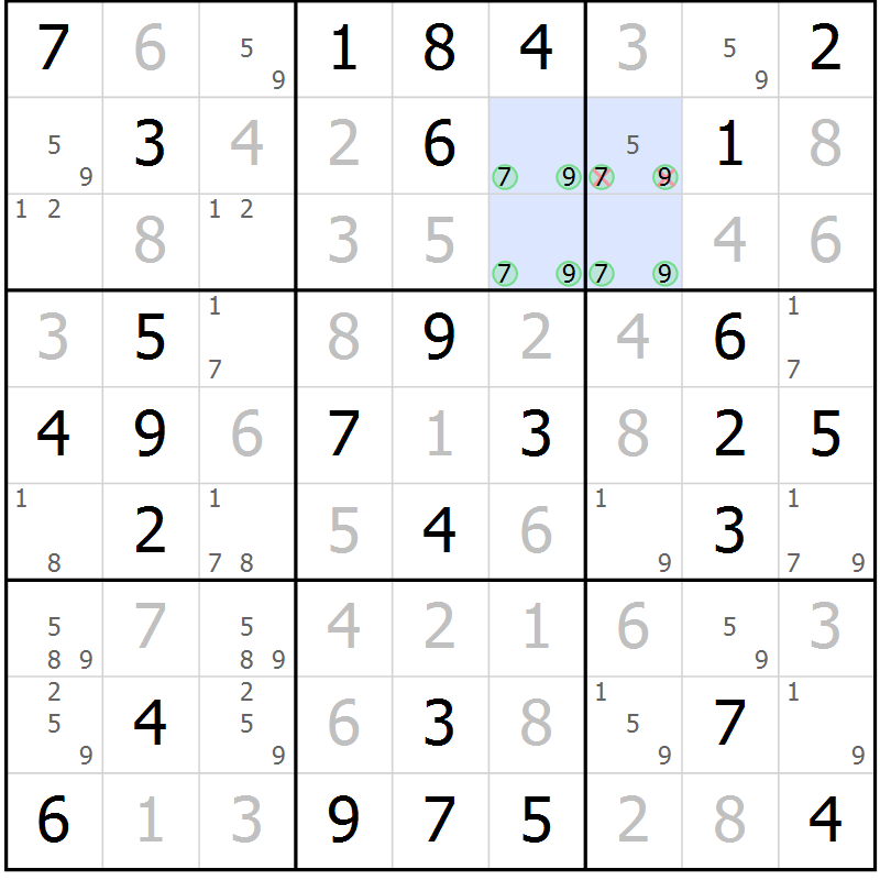 Position des candidats pour la solution de la Gr 67 page 70 du magazine de sudoku Giga sudoku niv 6-8 n° 024