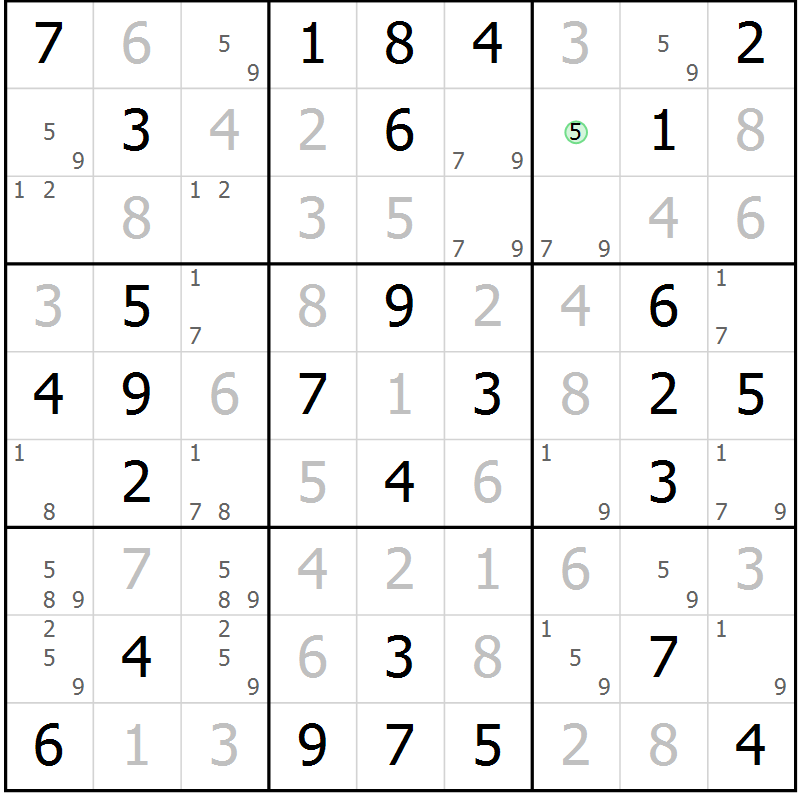 Position des candidats pour la solution de la Gr 67 page 70 du magazine de sudoku Giga sudoku niv 6-8 n° 024