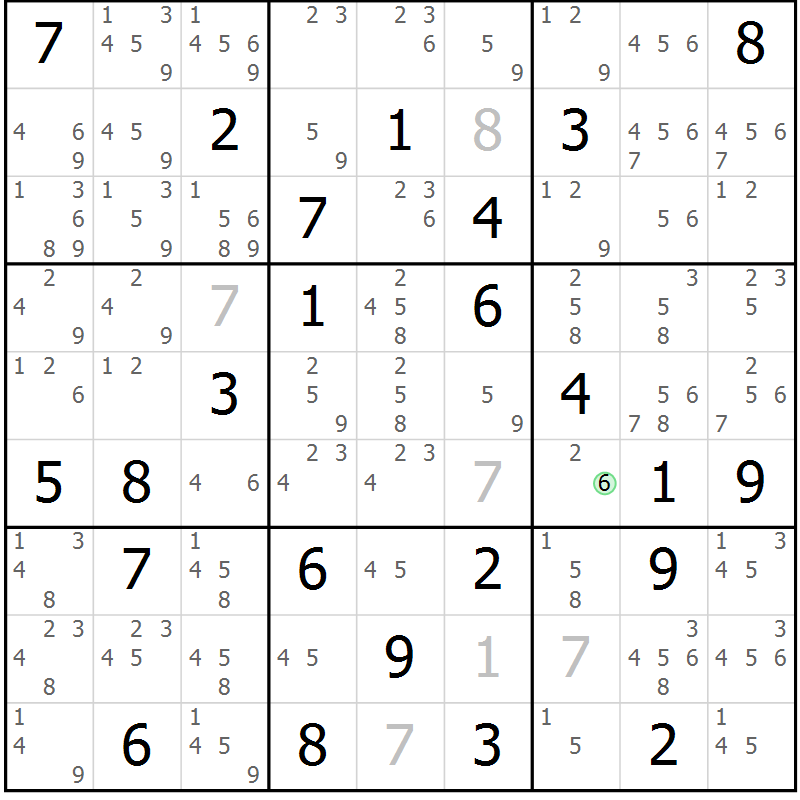 Position des candidats pour la solution de la Gr 71 page 74 du magazine de sudoku Giga sudoku niv 6-8 n° 024