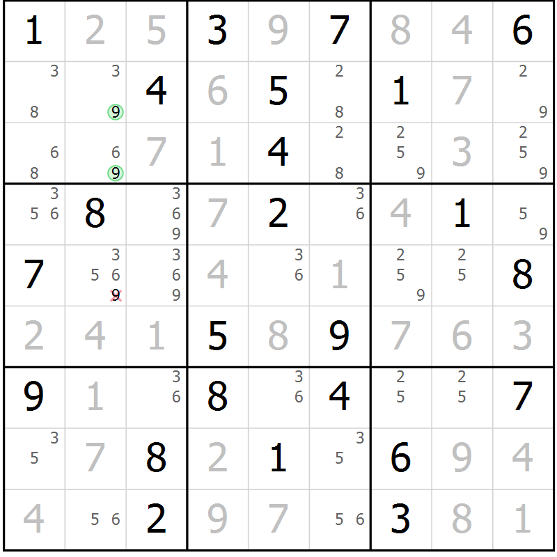 Position des candidats pour la solution de la Gr 75 page 78 du magazine de sudoku Giga sudoku niv 6-8 n° 024