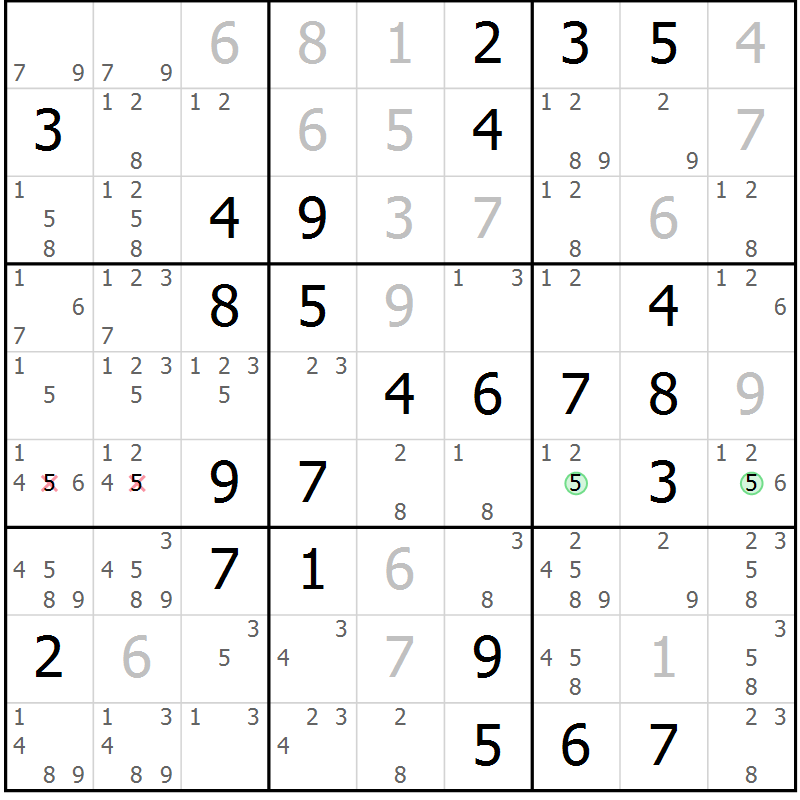 Position des candidats pour la solution de la Gr 79 page 82 du magazine de sudoku Giga sudoku niv 6-8 n° 024