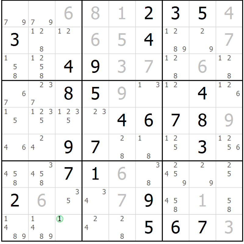 Position des candidats pour la solution de la Gr 79 page 82 du magazine de sudoku Giga sudoku niv 6-8 n° 024