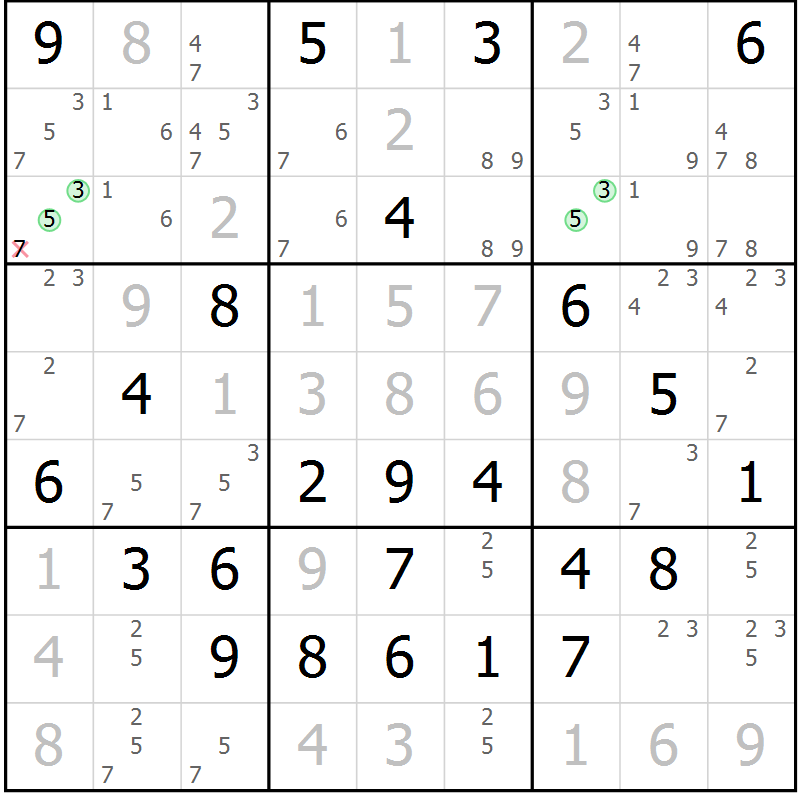 Position des candidats pour la solution de la Gr 80 page 83 du magazine de sudoku Giga sudoku niv 6-8 n° 024