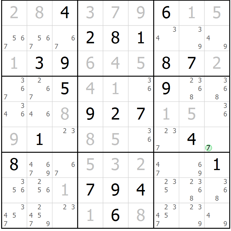 Position des candidats pour la solution de la Gr 85 page 88 du magazine de sudoku Giga sudoku niv 6-8 n° 024