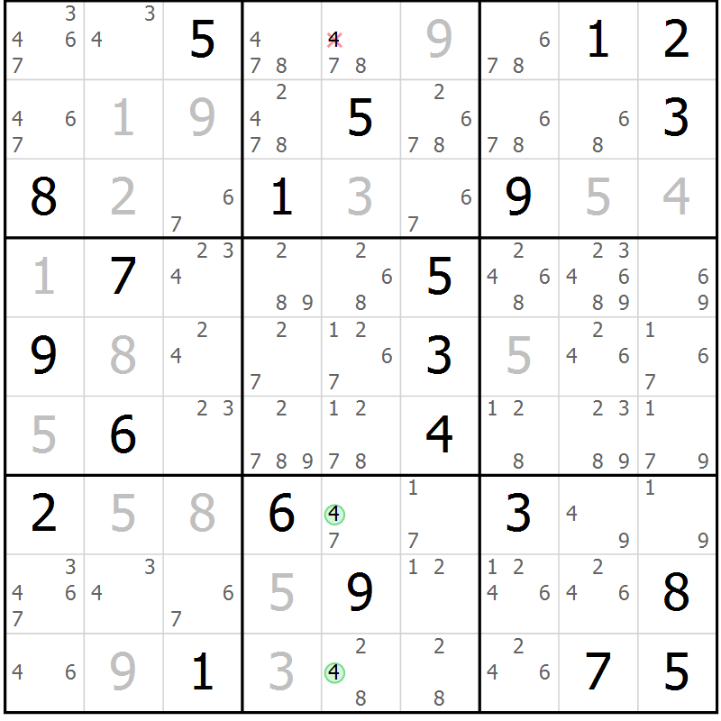 Position des candidats pour la solution de la Gr 91 page 94 du magazine de sudoku Giga sudoku niv 6-8 n° 024