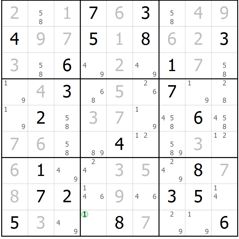 Position des candidats pour la solution de la Gr 110 page 113 du magazine de sudoku Giga sudoku niv 6-8 n° 032