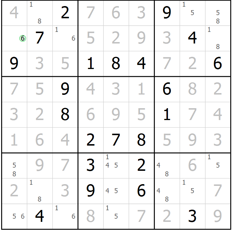 Position des candidats pour la solution de la Gr 112 page 115 du magazine de sudoku Giga sudoku niv 6-8 n° 032