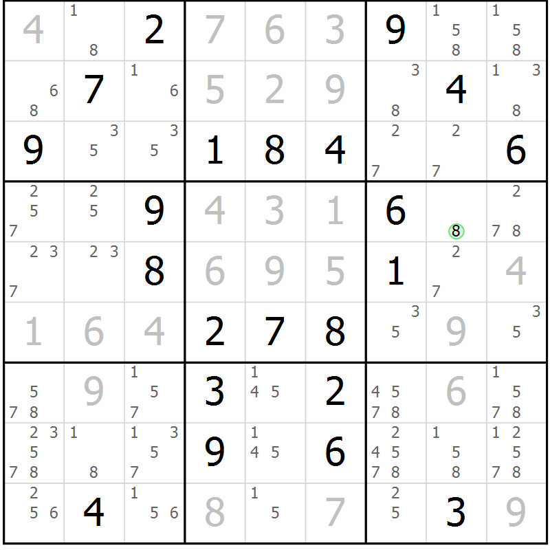 Position des candidats pour la solution de la Gr 112 page 115 du magazine de sudoku Giga sudoku niv 6-8 n° 032