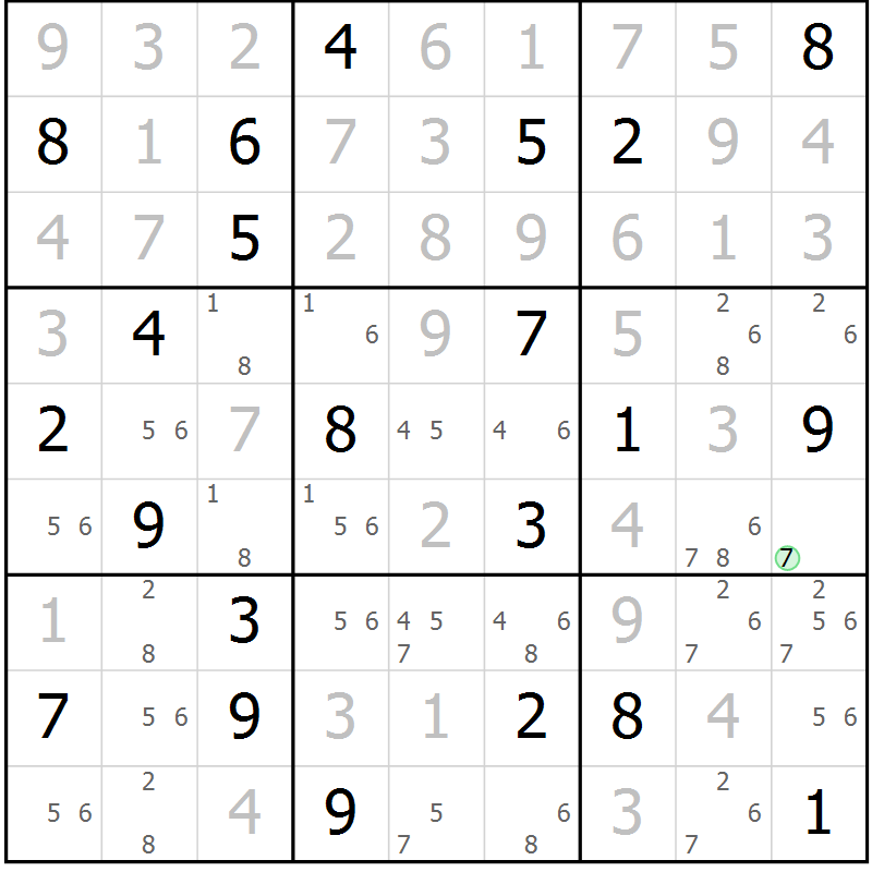 Position des candidats pour la solution de la Gr 113 page 116 du magazine de sudoku Giga sudoku niv 6-8 n° 032