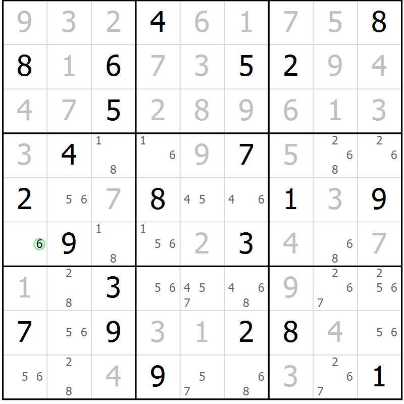 Position des candidats pour la solution de la Gr 113 page 116 du magazine de sudoku Giga sudoku niv 6-8 n° 032