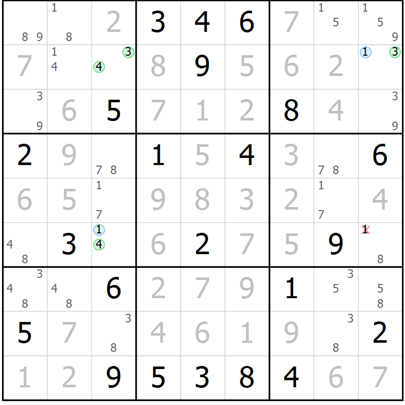 Position des candidats pour la solution de la Gr 114 page 117 du magazine de sudoku Giga sudoku niv 6-8 n° 032