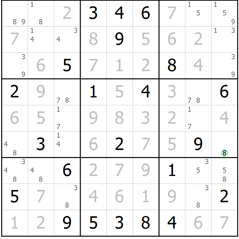 Position des candidats pour la solution de la Gr 114 page 117 du magazine de sudoku Giga sudoku niv 6-8 n° 032