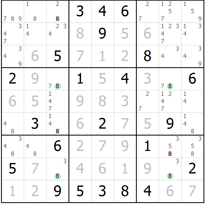Position des candidats pour la solution de la Gr 114 page 117 du magazine de sudoku Giga sudoku niv 6-8 n° 032