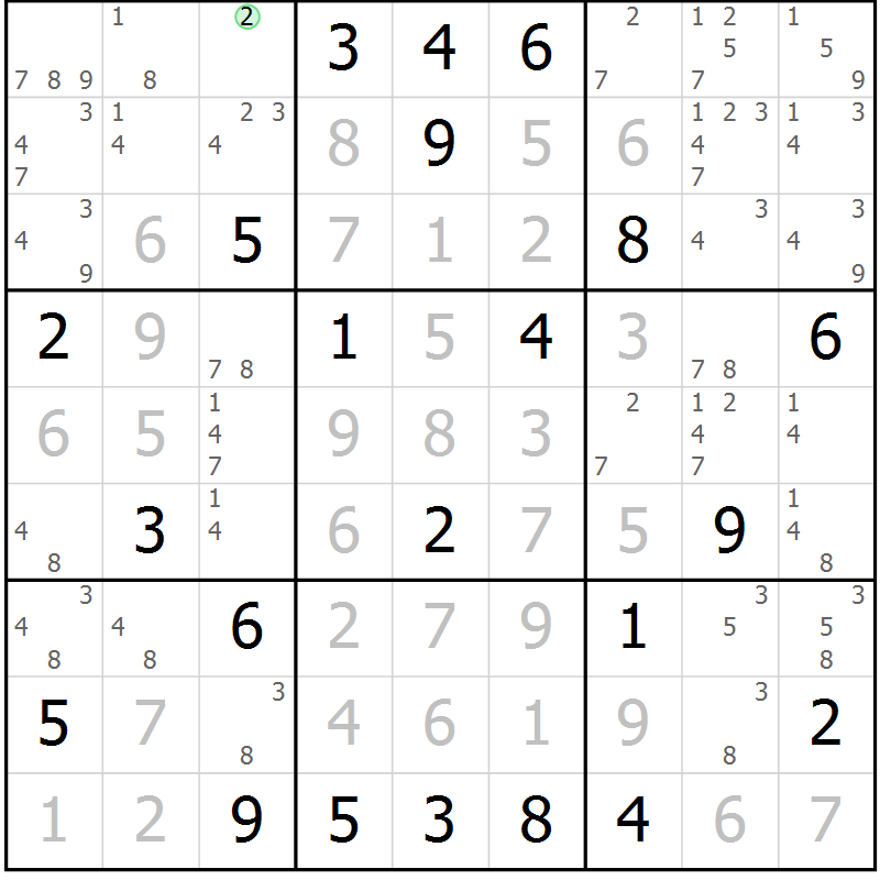 Position des candidats pour la solution de la Gr 114 page 117 du magazine de sudoku Giga sudoku niv 6-8 n° 032