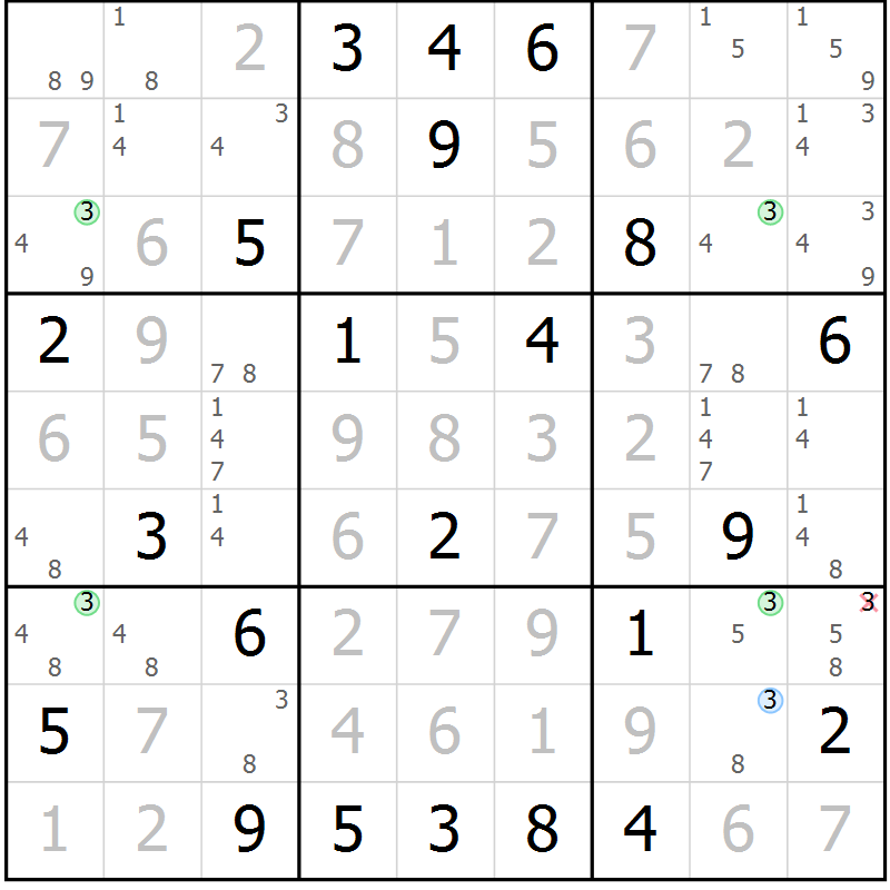Position des candidats pour la solution de la Gr 114 page 117 du magazine de sudoku Giga sudoku niv 6-8 n° 032