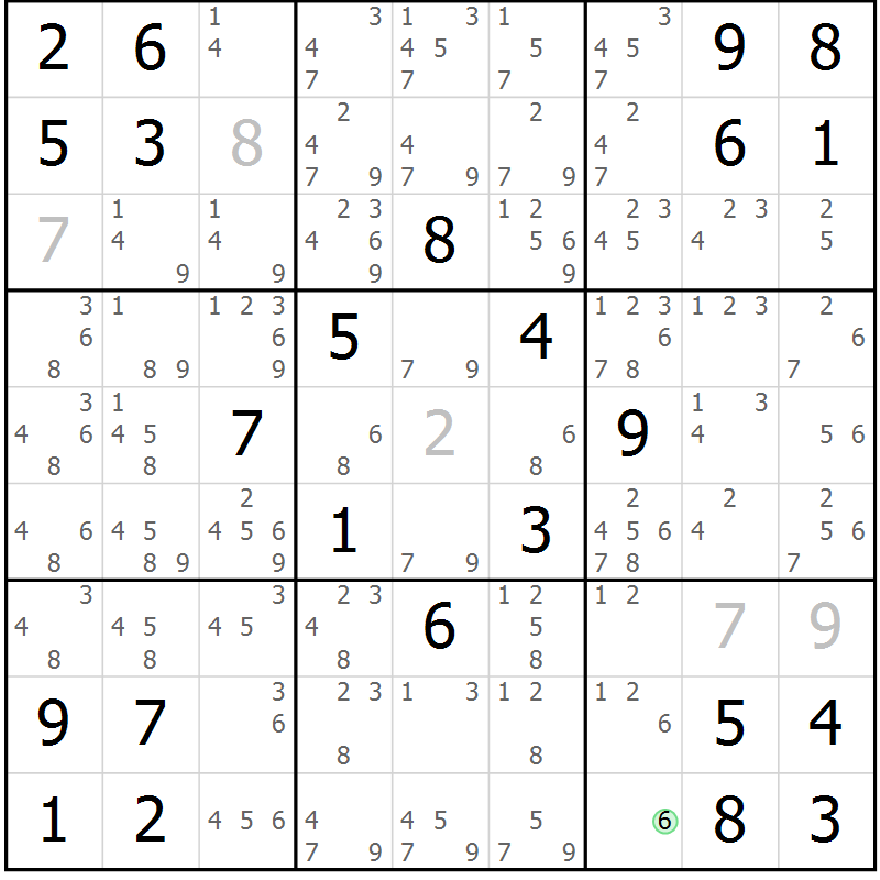 Position des candidats pour la solution de la Gr 12 page 15 du magazine de sudoku Giga sudoku niv 6-8 n° 032