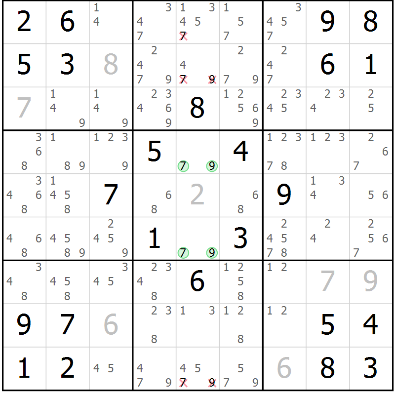 Position des candidats pour la solution de la Gr 12 page 15 du magazine de sudoku Giga sudoku niv 6-8 n° 032