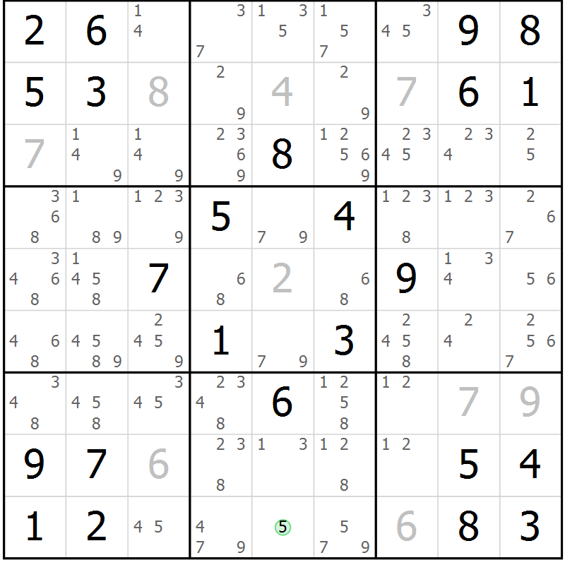 Position des candidats pour la solution de la Gr 12 page 15 du magazine de sudoku Giga sudoku niv 6-8 n° 032