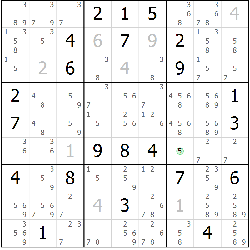 Position des candidats pour la solution de la Gr 126 page 129 du magazine de sudoku Giga sudoku niv 6-8 n° 032