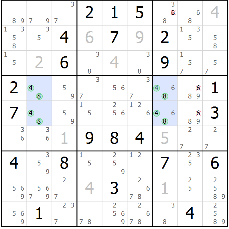 Position des candidats pour la solution de la Gr 126 page 129 du magazine de sudoku Giga sudoku niv 6-8 n° 032