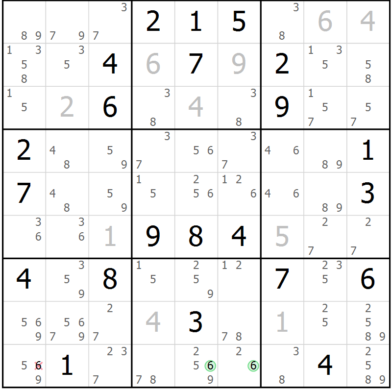 Position des candidats pour la solution de la Gr 126 page 129 du magazine de sudoku Giga sudoku niv 6-8 n° 032