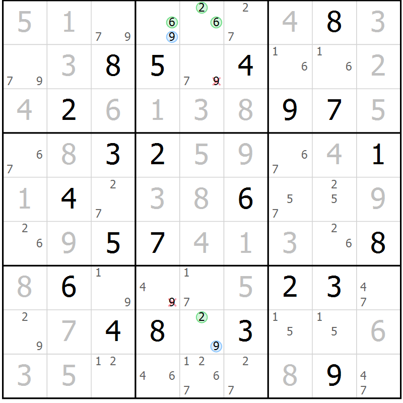Position des candidats pour la solution de la Gr 127 page 130 du magazine de sudoku Giga sudoku niv 6-8 n° 032