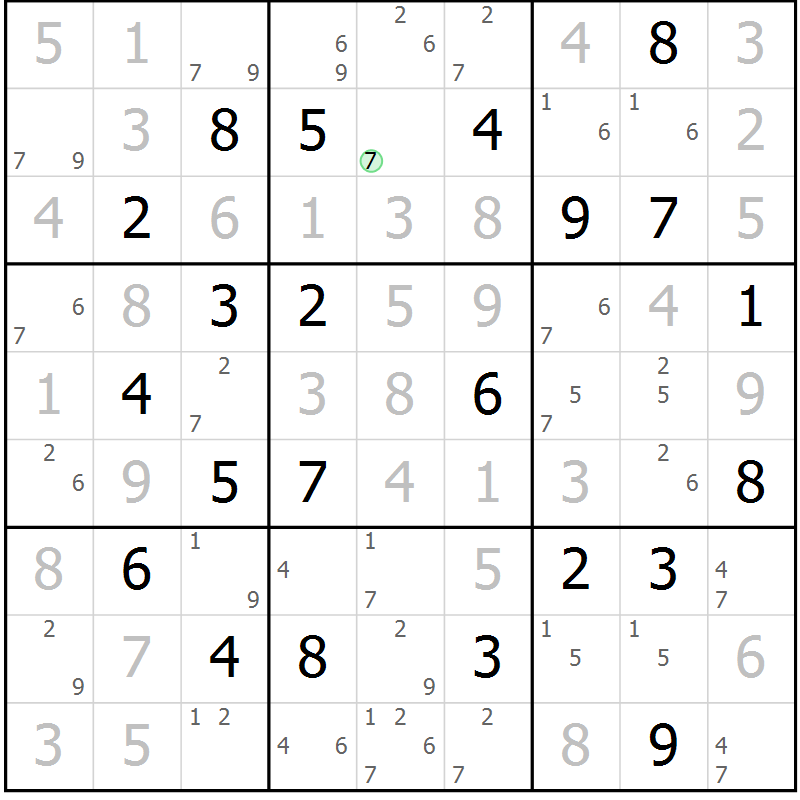 Position des candidats pour la solution de la Gr 127 page 130 du magazine de sudoku Giga sudoku niv 6-8 n° 032