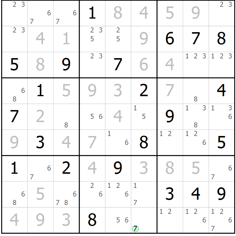 Position des candidats pour la solution de la Gr 129 page 132 du magazine de sudoku Giga sudoku niv 6-8 n° 032