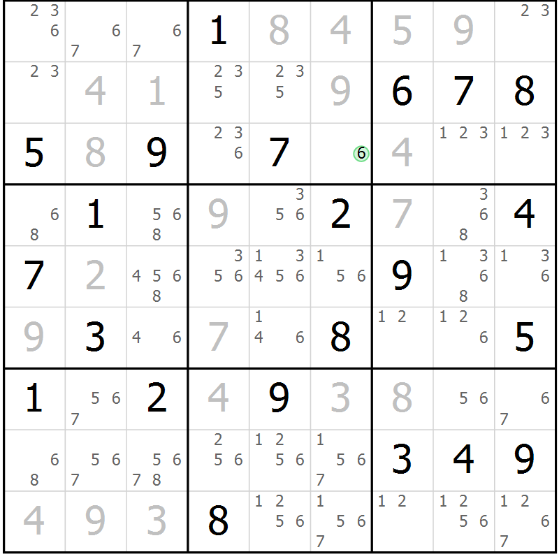 Position des candidats pour la solution de la Gr 129 page 132 du magazine de sudoku Giga sudoku niv 6-8 n° 032