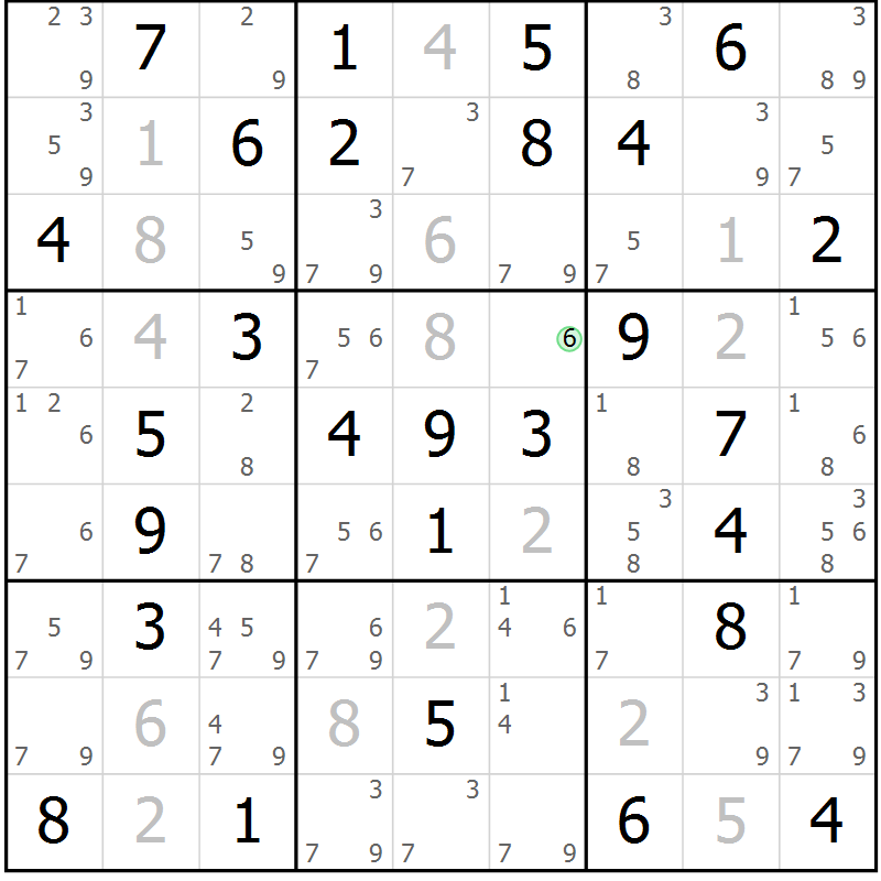 Position des candidats pour la solution de la Gr 21 page 24 du magazine de sudoku Giga sudoku niv 6-8 n° 032