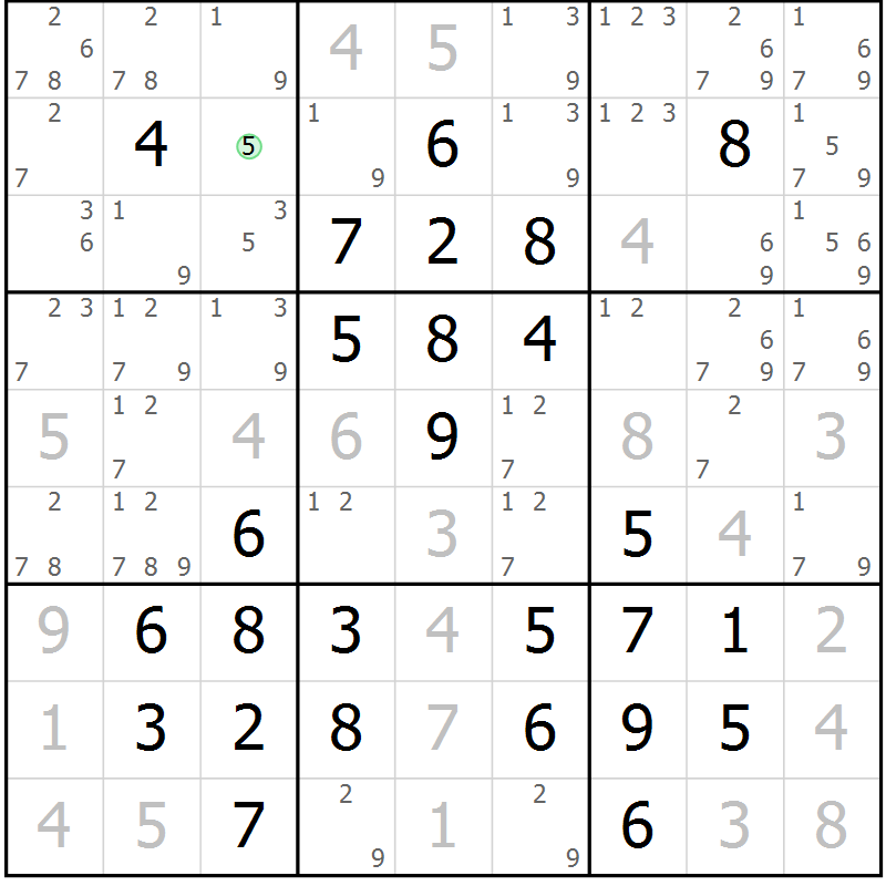Position des candidats pour la solution de la Gr 31 page 34 du magazine de sudoku Giga sudoku niv 6-8 n° 032