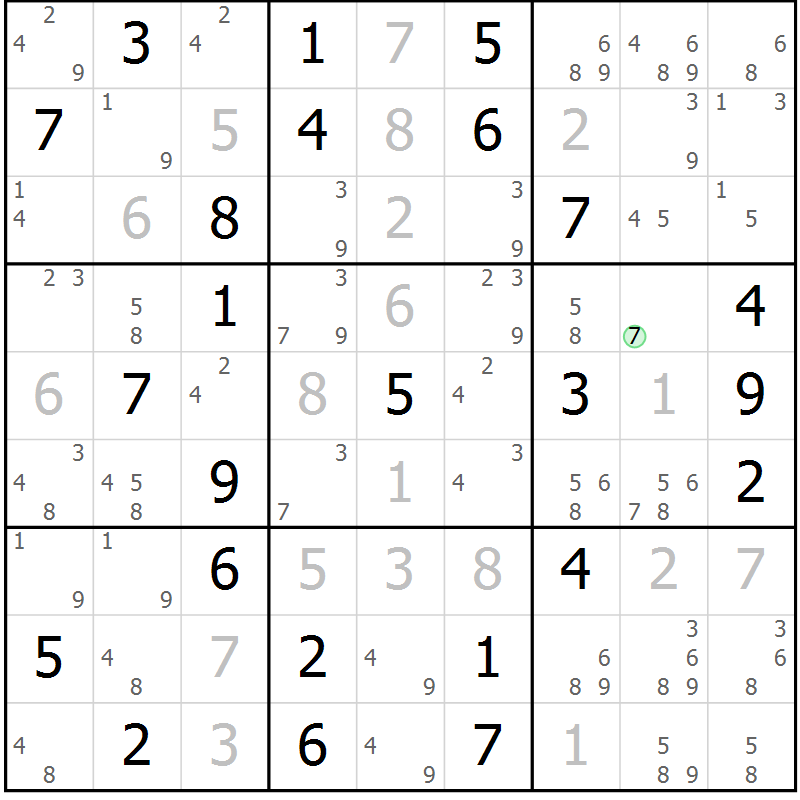 Position des candidats pour la solution de la Gr 48 page 51 du magazine de sudoku Giga sudoku niv 6-8 n° 032